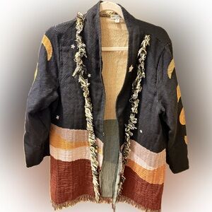 EARTHBOUND Tapestry Navy and Browns Jacket & Pants with Fringe